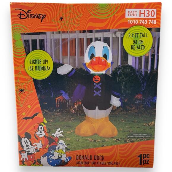 3.5' Inflatable LED Halloween Disney's Donald Duck in Vampire Costume Yard Decor - Picture 1 of 5
